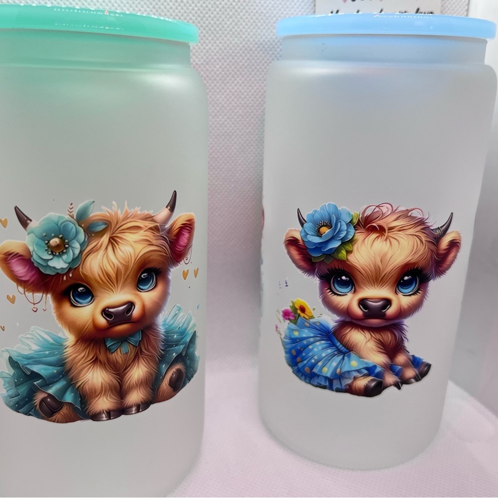 Cute Cow Print Frosted Glass Jars